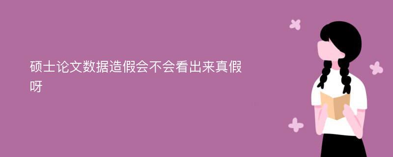 硕士论文数据造假会不会看出来真假呀